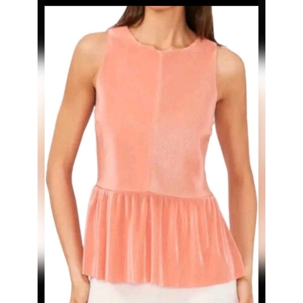 NWT Halogen Coral Peach Sleeveless Peplum Top Size XL